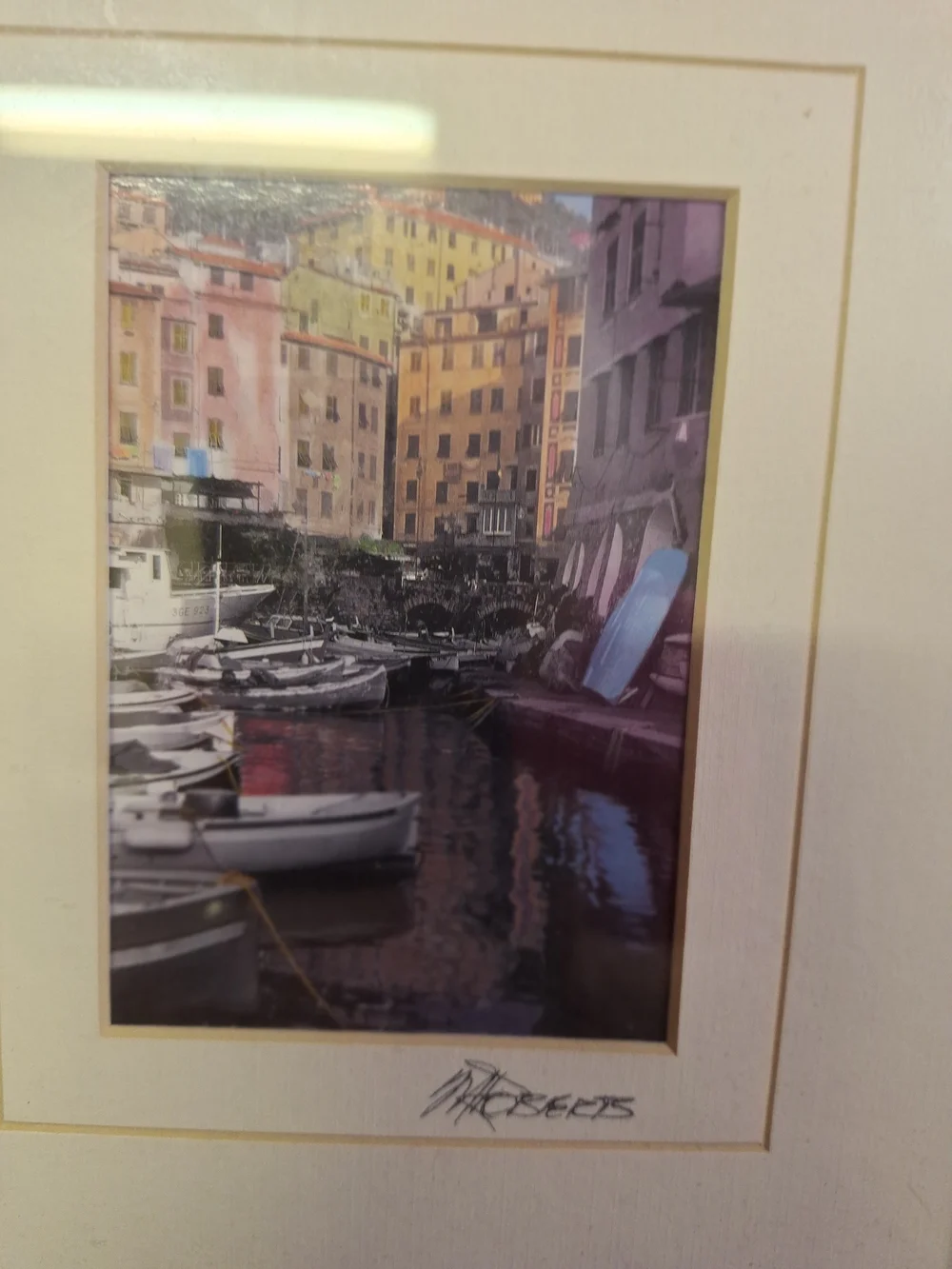 Coastal Harbor Print Signed M Roberts.